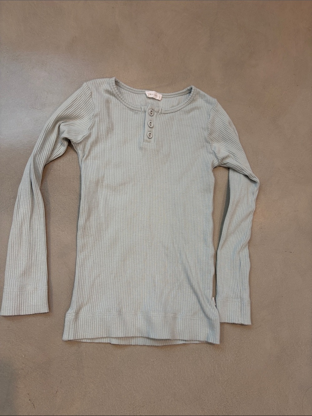 Jamie Kay Long Sleeve Ribbed Henley Top in Light blueish green